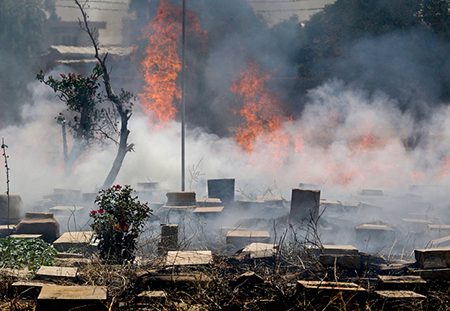 آتش به جان گورستان تاریخی شیراز افتاد