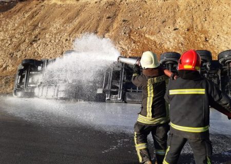 واژگونی تانکر حامل سوخت در جاده شیراز – مرودشت