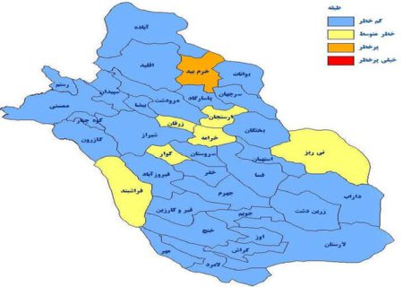 وضعیت زرد و نارنجی کرونایی در ۷ شهرستان فارس