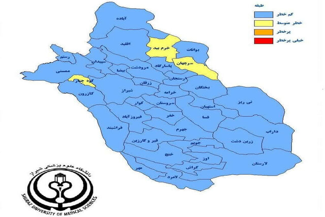 کاهش نقاط زرد کرونایی در فارس