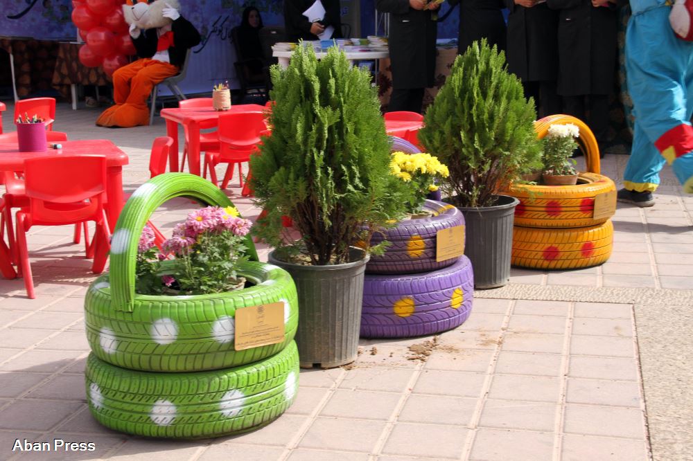 ساخت 300 گلدان با لاستیک‌های بازیافتی در شیراز